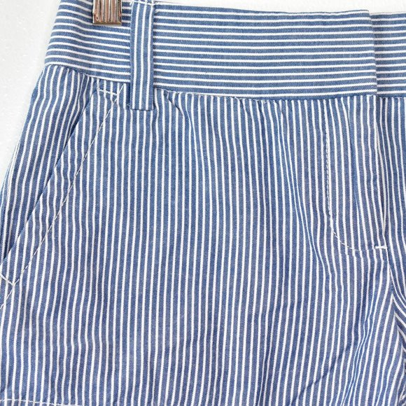 J Crew Factory 3" Rail Road Stripe Chambray Chino Shorts Size 0 Blue Preppy - Picture 2 of 8